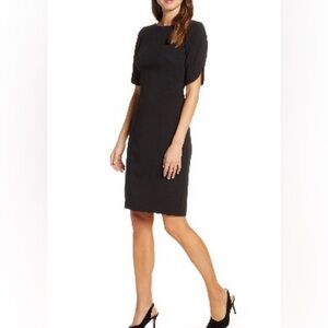 Vince Camuto Scuba Crepe Sheath Black Dress. Size 10. NWT